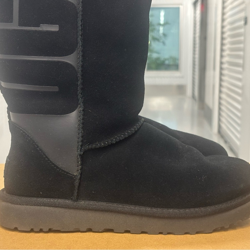 UGG Classic Tall Logo Black Rubber Boot - Picture 13 of 16